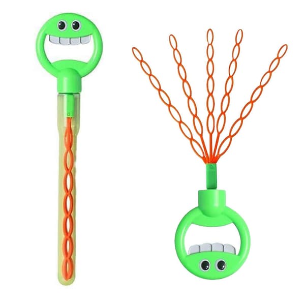 Smiley Bubble Wand med 10 förpackningar bubbelvätska* (grön)