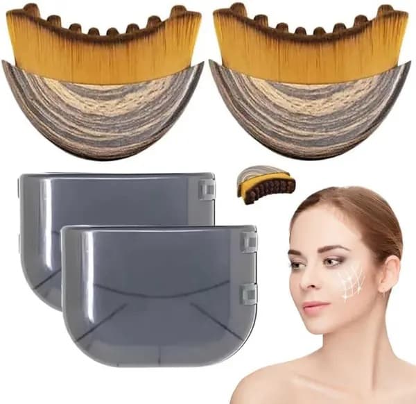 Lymfdränage Ansiktsmassageborste - Mjuk massageborste lämplig för ansiktskonturering, gua sha och hudvård. 2-pack.