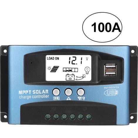 100A MPPT Solar Charge Controller, 98% konverteringseffektivitet, LCD-display, overbelastnings- og kortslutningsbeskyttelse