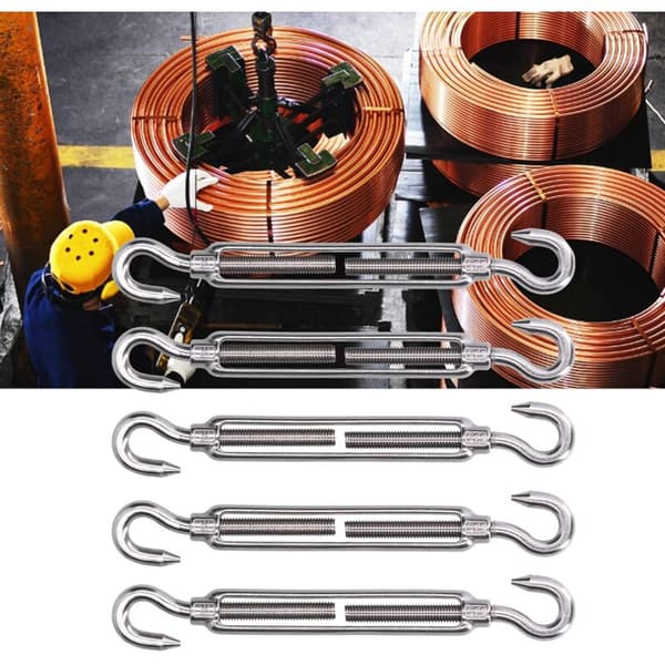 Skyggesejl hardware. Krog og rustfri krog. Justerbar elastisk strammer til fastgørelse af spænding (M6).