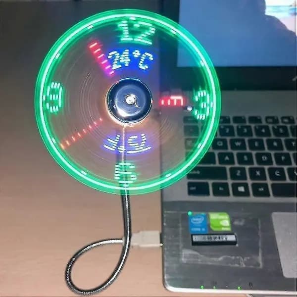 Ny USB-urventilator med realtidsur og temperaturvisningsfunktioner.