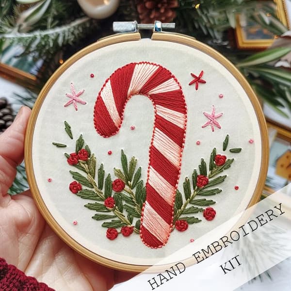 Broderisæt til jul, DIY broderi håndarbejdssæt til begyndere voksne, håndsyesæt