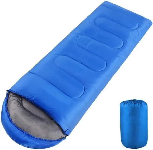 Enkeltsovepose for voksne, egnet for tre årstider, lett for camping og fotturer, blå.