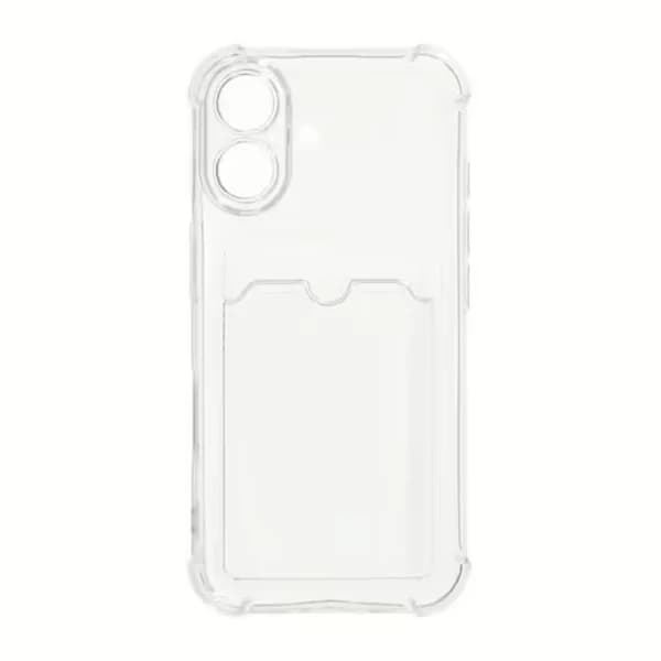 iPhone 16 Mobilskal med Stötsäkert Band och Kortplatser - Transparent