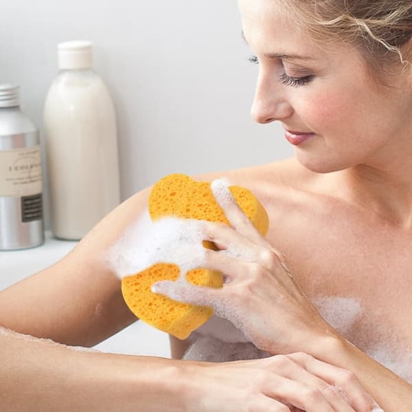 3-delt badesvamp af naturfibre, cellulose kropsrens.