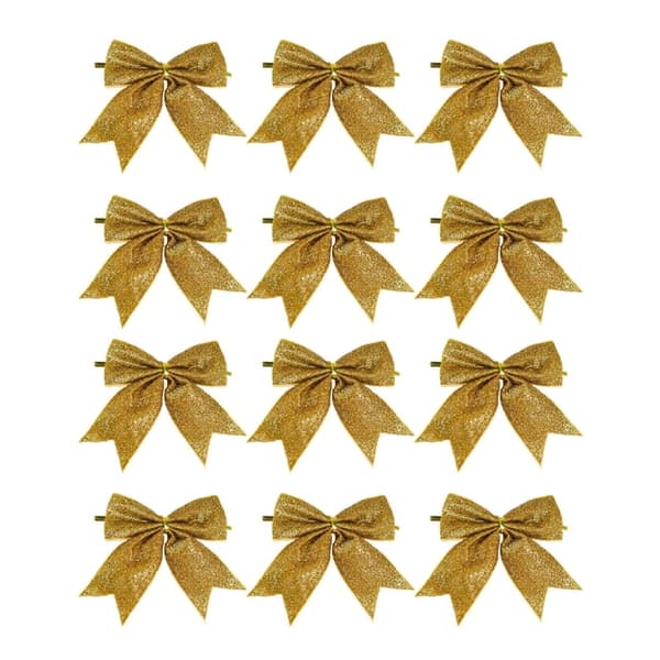 12-pak 3,5 tommer mini sløjfe julepynt, hjemmefestdekoration.