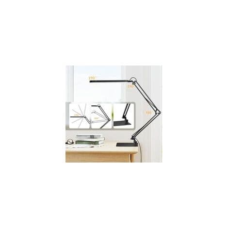 SKYLEO Bordlampe - Ultratynd base og justerbar leddelt arm. Timerfunktion. Hukommelsesfunktion. 1300LM. 12W. Sort