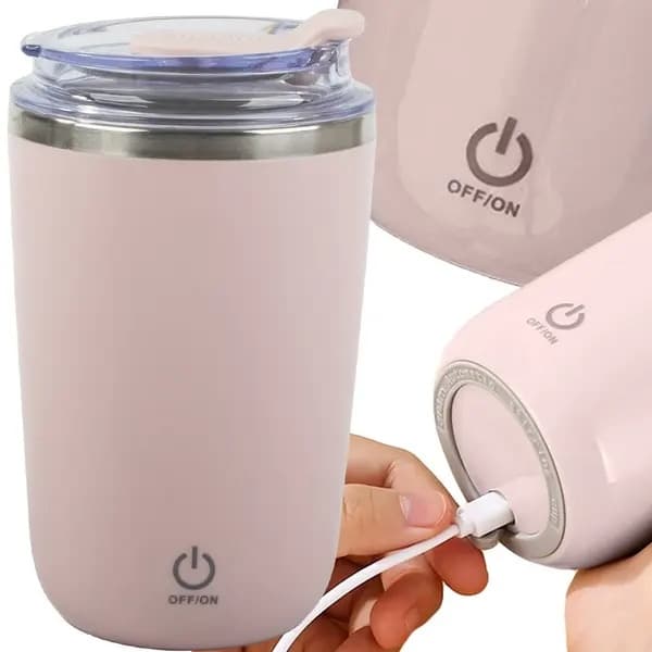 350 ml isolert krus – Selvrørende krus i rustfritt stål med USB-port