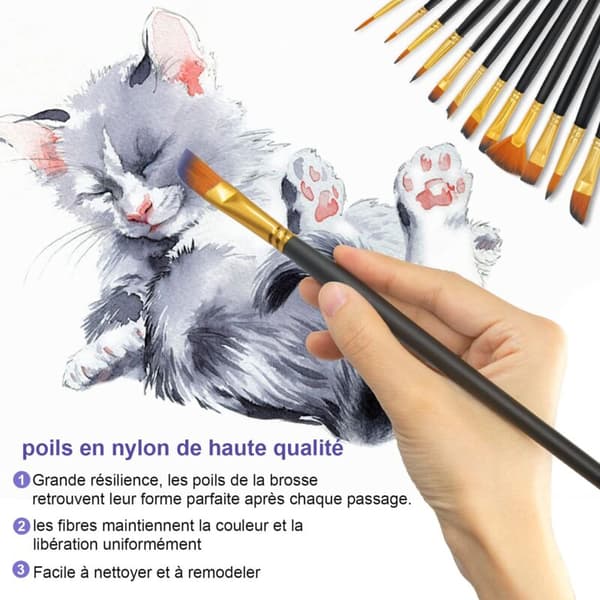 Akrylpensel - Fin Kunst Nylon Glat Spids Pen - Til Akryl- og Akvarelmaling