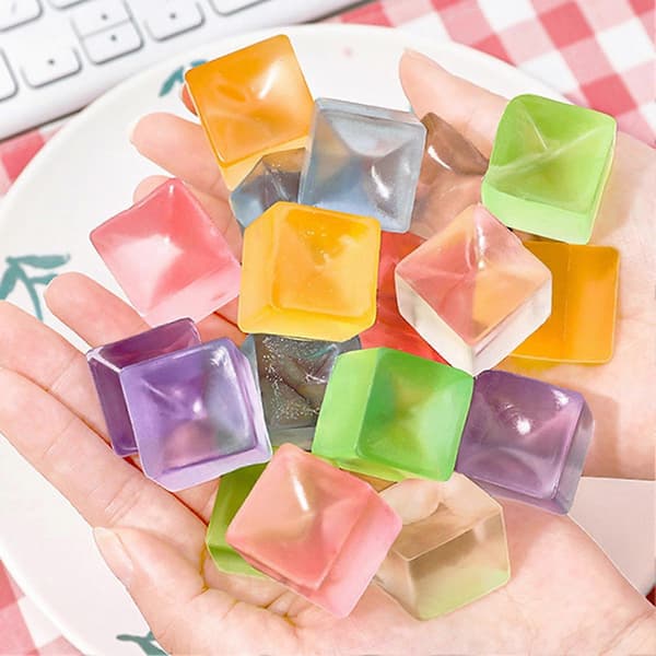 24 stk. isterning-squishies legetøj, langsom rebound TPR stressaflastende mini klar terning klemme sensorisk fidget