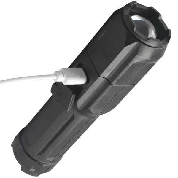 3-pak genopladelig LED lommelygte Zoom XPE Sort