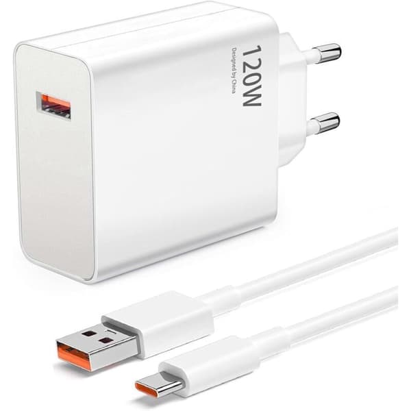 120W USB hurtiglader for Xiaomi 14T Pro / 13T Pro / 12 Pro. 1m USB-C-kabel. Opptil 6A strøm. Turbolading for Redmi Note 13 Pro+.