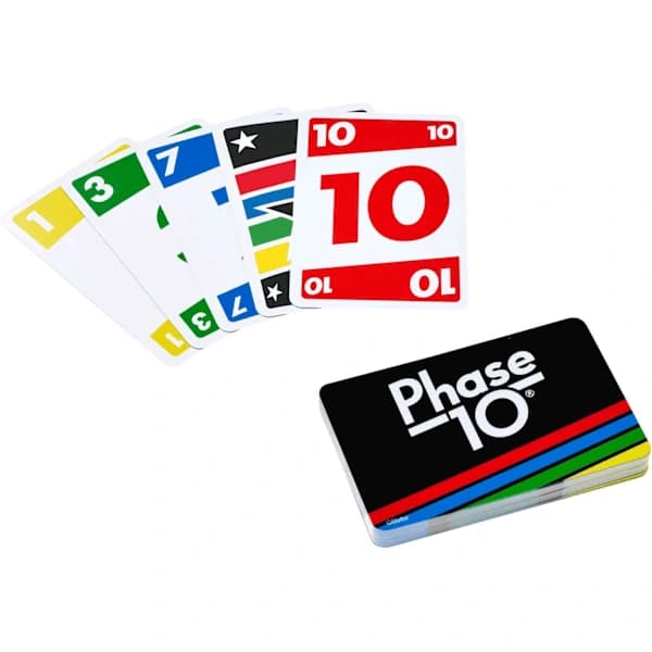 Mattel Games Phase 10 -korttipeli - Rummy-tyylinen sarjapeli 108 kortilla, perhe- ja kotipeli