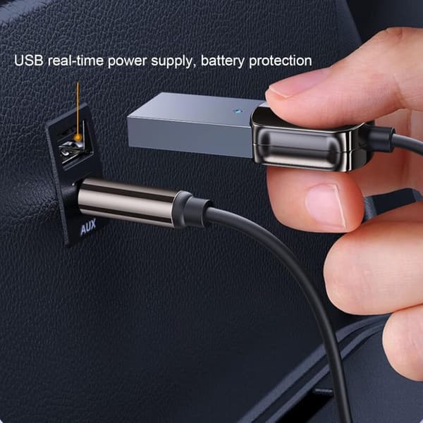 Bluetooth bilmottaker. USB Bluetooth hjelpeadaptermottaker 5.0 med 3,5 mm AUX-kontakt og USB-adapter. Plug and Play