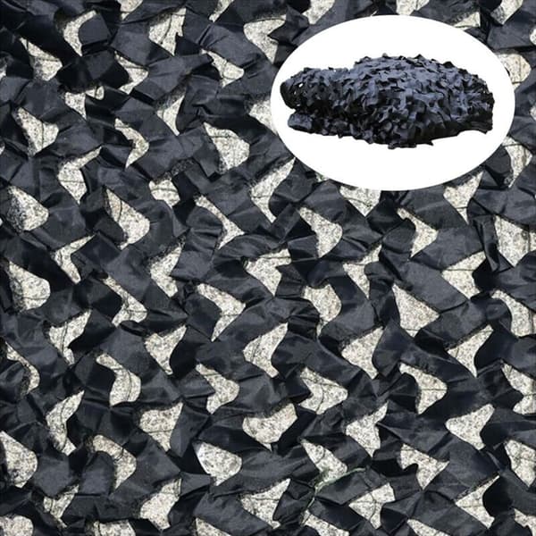 Sort 150D net skyggesejl – Camouflage design – Mål 3x4m – Vandtæt og rustbestandig – Nem installation