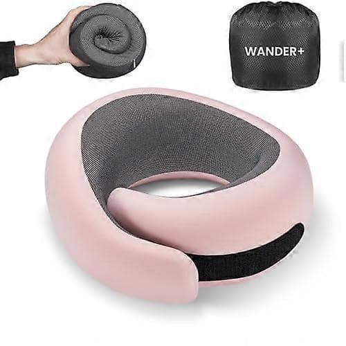 Resenackkudde i memoryskum, ergonomisk design, lämplig för flygplan och långdistansflygningar, rosa
