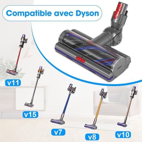 Andyou motorisert børstehode kompatibelt med Dyson V7/V8/V10/V11/V15 – justerbart sug og flokebeskyttelse for tepper og harde gulv