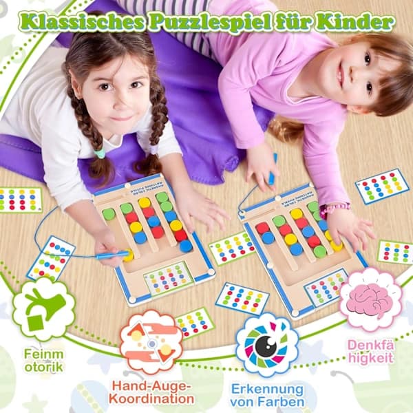 Montessori magnetisk labyrint treleke brettspill for gutter jenter – pedagogisk gave