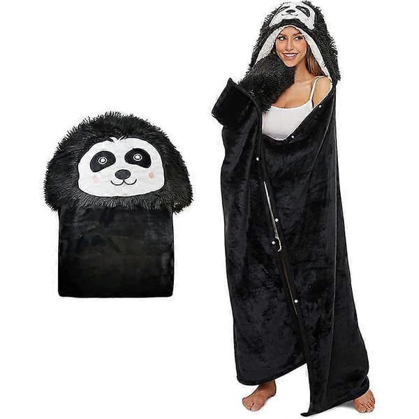 Bærbar Tæppe Oversized Tæppe Hættetrøje Blød Varm Hætte Søde Gaver til Voksne 132x152 cm