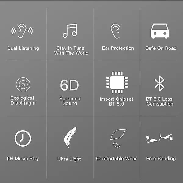 Benledningshörlurar, Bluetooth-headset, Bluetooth 5.0, Smärtfria benledningssporthörlurar, Fitness-headset, Brusreducering