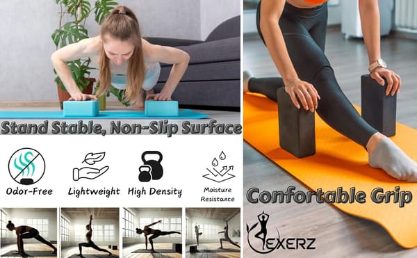 2-pack yogablock, halkfria, lätta, för Pilates.