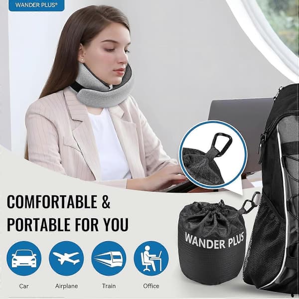 Resenackkudde i memoryskum, ergonomisk design, lämplig för flygplan och långdistansflygningar, rosa