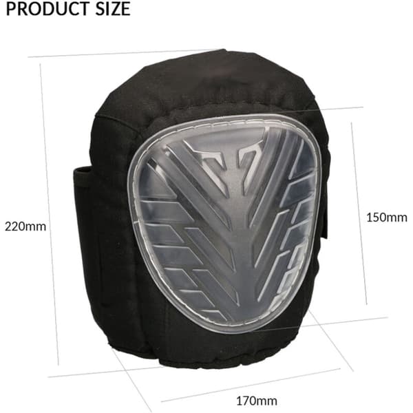 Knæbeskyttere. PVC og 600D polyester krop. Foret med EVA og silikone polstring. Knæbeskyttelse. Velegnet til byggeri og havearbejde.