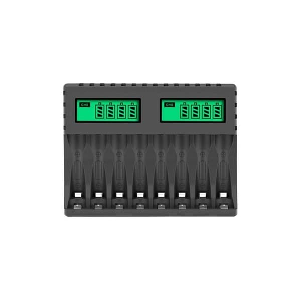 Batterilader med LCD-skjerm, smart 8-spors lader for AA/AAA NiCd NiMH oppladbare batterier, AA/AAA-lader