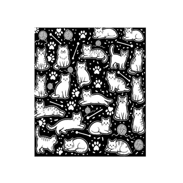 DIY Graffiti Maleri Flonel Tæppe, Sort Hvid Line Art, 150x200cm - Kat 150x130cm