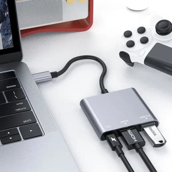 USB-C–HDMI-moniporttisovitin: USB Type-C–4K HDMI, USB 3.0 ja USB-C PD -pikalatausportti – digitaalinen AV-sovitin