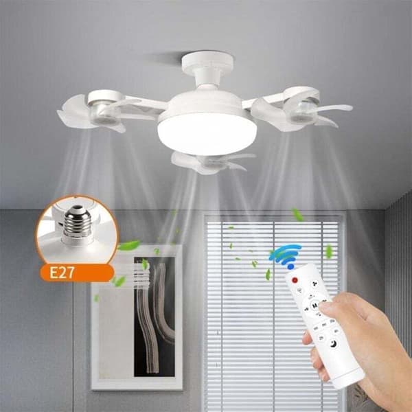 LED-ventilator med fjernkontroll. Lysstrøm og effektiv luftsirkulasjon for hjemmebruk (tre hoder)
