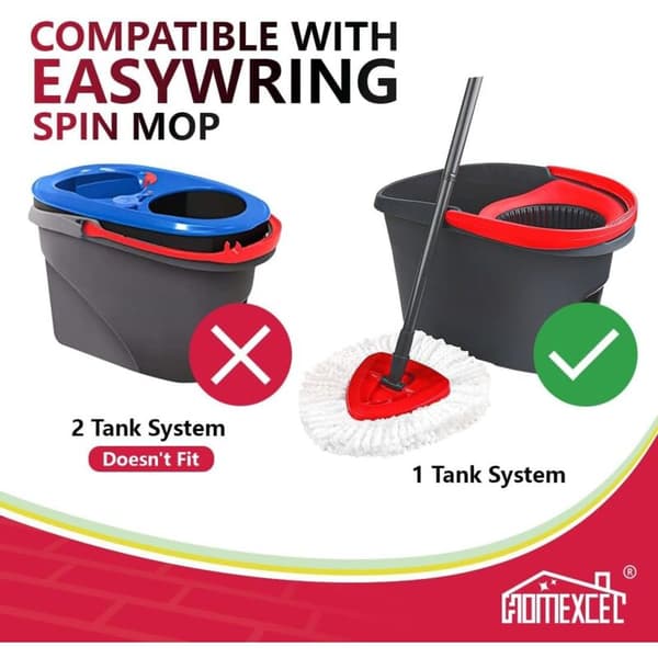 Pakke med 5 erstatningshoder kompatible med Vileda EasyWring roterende mopper - Roterende moppehode-påfyll