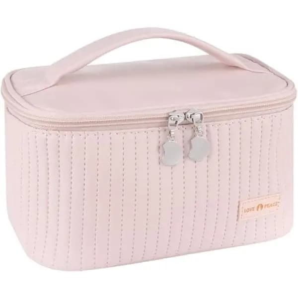 Pink makeuptaske, stor makeuptaske, bærbar opbevaringstaske, vandtæt.