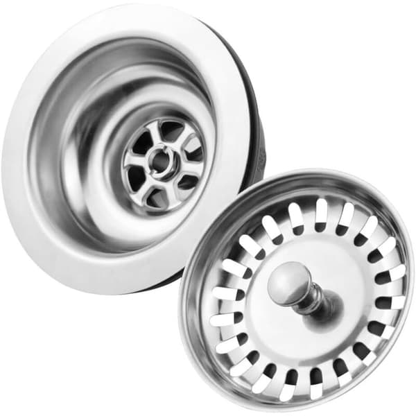 Vaskavløp uten overløp, rustfri stålkurv, ø 110 mm (1½\"). Rustfritt stål + ABS. Avløp + kurv
