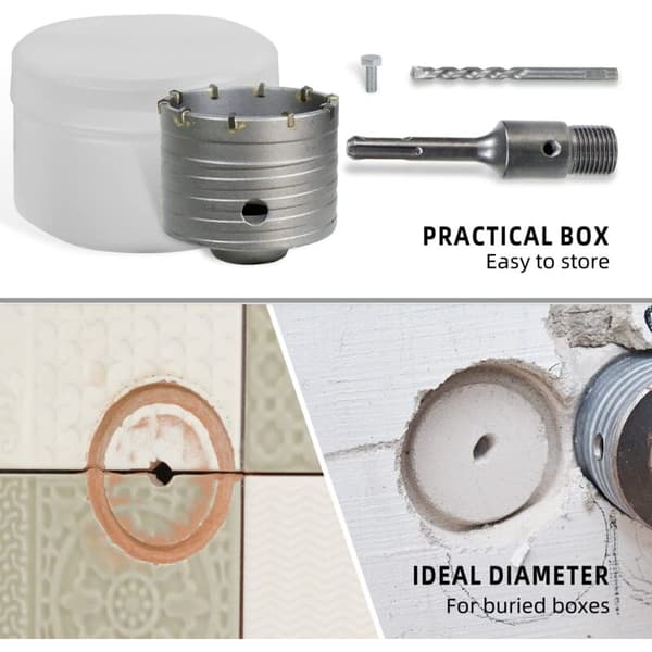 80 mm murkerneborebit, betonkerneborebit, 8x110 mm borebit med SDS plus adapter til murværk og beton