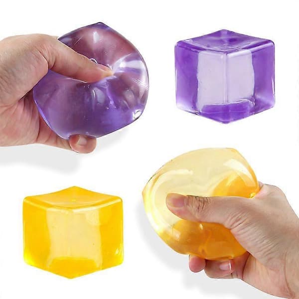 4 st Stresskub Squishy Stressbollar Iskub Sensoriska Klämleksaker Squishy Fidget Kub Mini Squishies för Barn Tonåringar Vuxna Stresslindring Klassrum H