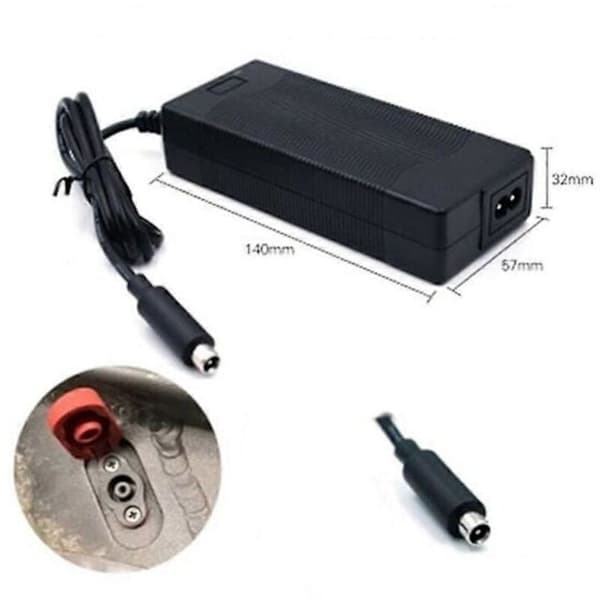 Lader 42 V 1.5 A for elektrisk sparkesykkel. Kompatibel med litiumbatterier.