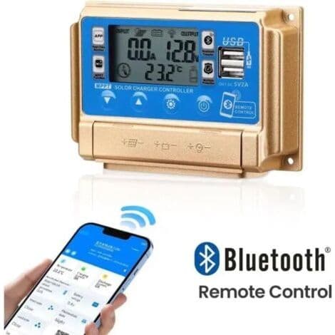 60A MPPT Solar Charge Controller – 12V/24V Laddare – 99% Spårningseffektivitet – Bluetooth LCD-Display – Flera Skydd