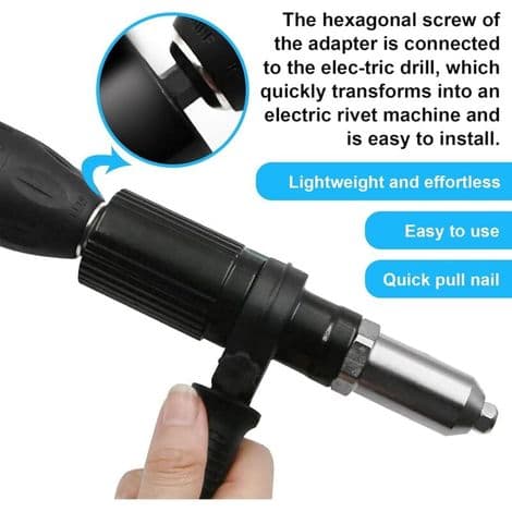 Adapter for elektrisk naglepistol, nagleboradapter, innpressmutterverktøy for naglepistol