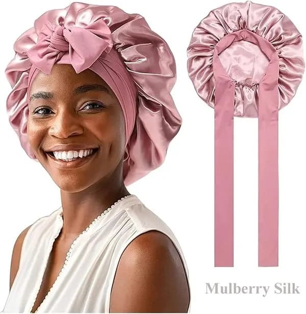 100 % Mulberry Silke Sovehette – En Luksuriøs Champagnefarget Sovehette i Rosa