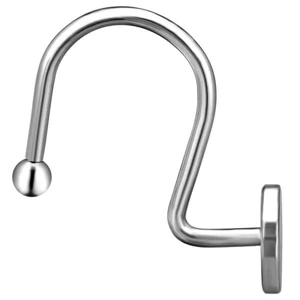 Baderomsgardinkroker, gardinringer i rustfritt stål, gardinstangkroker i metall, 12-delt sett, rund og solid konstruksjon, sølv.