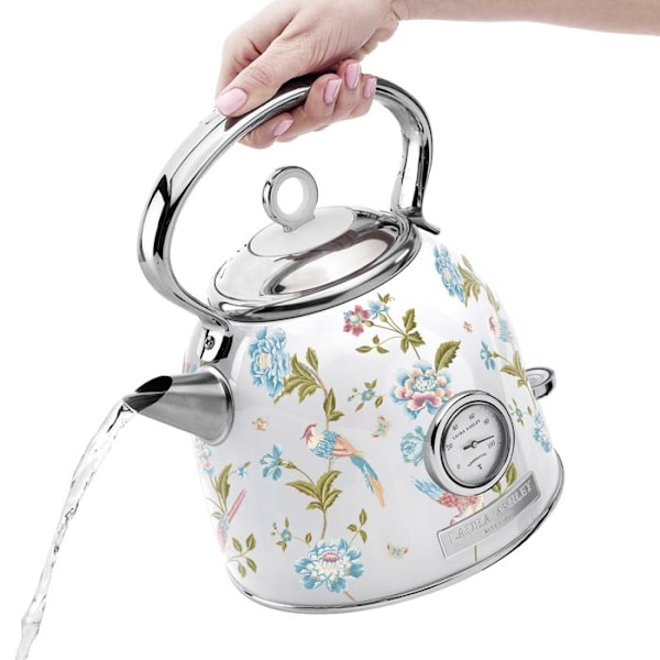 Elkettle - Laura Ashley - Elveden Vit - 1,7L, rostfritt stål, snabb kokning, indikator, integrerad termometer Mång
