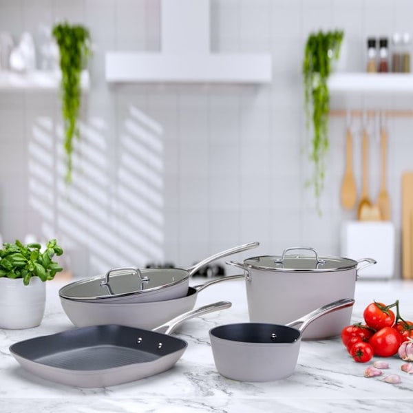 Wok med non-stick beläggning 30 cm i smidd aluminium Laura Ashley - Mörk turturduva - Induktionskompatibel av Pendeford grå