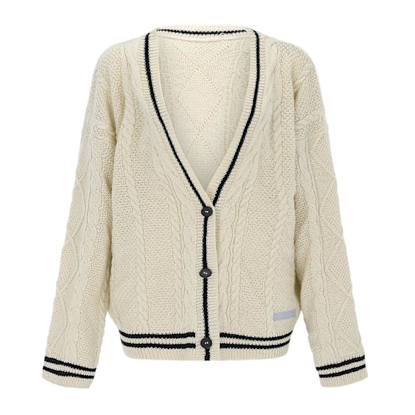 Taylor Swift Cardigan - Stickad Mjuk Cardigan, Lätt Oversize Höst Cardigan Tröja Svart aprikos Black apricot XL