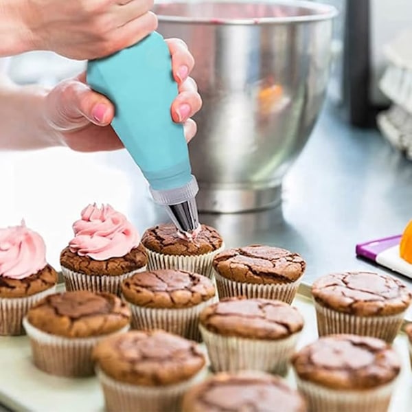 Set med 6 stora professionella tyllar (580, 2D, 2C, 1M, 1A, 6B) för spritspåsar - dekorera och förbered cupcakes, kakor, pajer, kroketter-AD4-