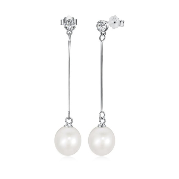 Ett par örhängen S925 silverörhängen pärla och cubic zirconia inställning 1 tofs örhängen presenter för kvinnor och flickor silbrig