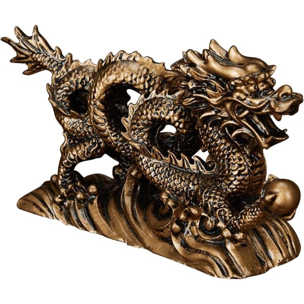 Galaxy Feng Shui drage statuer, kinesisk dragefigur for hjemmet tiltrekker rikdom og lykke (bronse) -AD6-