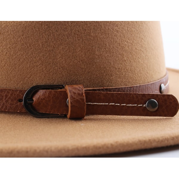 Fedora hatt med upphöjd brätte i filt för män och kvinnor - Klassisk fedora för män - Klassisk passform - Sommar och vinter Khaki
