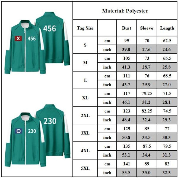 Unisex Squid Game Sæson 2 Overlevelsesspil Grøn Træningsjakke eller Bukser Kostume #120 #120 4XL