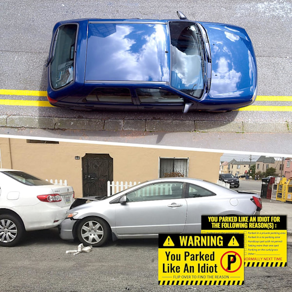 100 styk \"Dårlig Parkering\"-kort Du parkerede som en idiot Kort 3,5 x 2 tommer \"Dårlig Parkering\"-mærkater Sjov parkeringsforseelse-AD5-